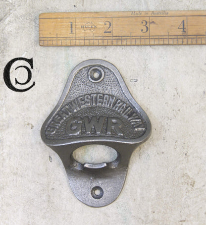 Wall Mounted Vintage Bottle Opener Antique Cast Iron - Great Western Railway