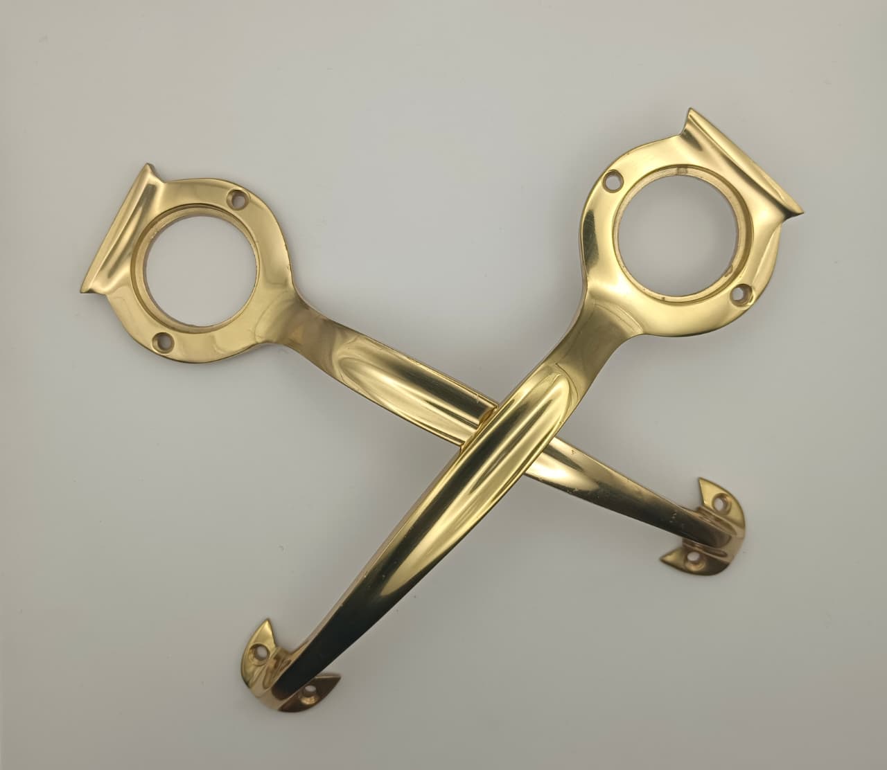 B&M Solid Brass Pull Handle with Cylinder Hole 185x50