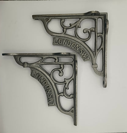 Wonderful Antique Iron 5x5'' Wall Shelf Brackets from a London SW1 (1Pair) - Cast Iron