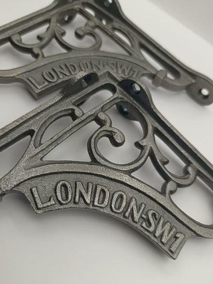 Wonderful Antique Iron 5x5'' Wall Shelf Brackets from a London SW1 (1Pair) - Cast Iron