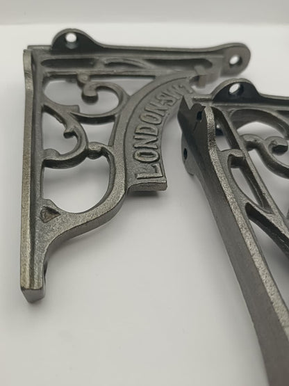 Wonderful Antique Iron 5x5'' Wall Shelf Brackets from a London SW1 (1Pair) - Cast Iron