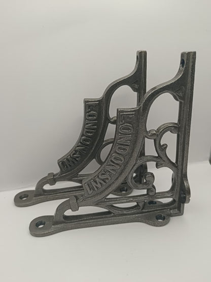 Wonderful Antique Iron 5x5'' Wall Shelf Brackets from a London SW1 (1Pair) - Cast Iron