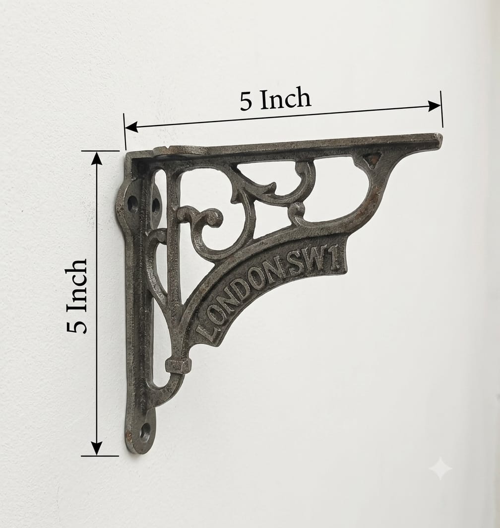 Wonderful Antique Iron 5x5'' Wall Shelf Brackets from a London SW1 (1Pair) - Cast Iron