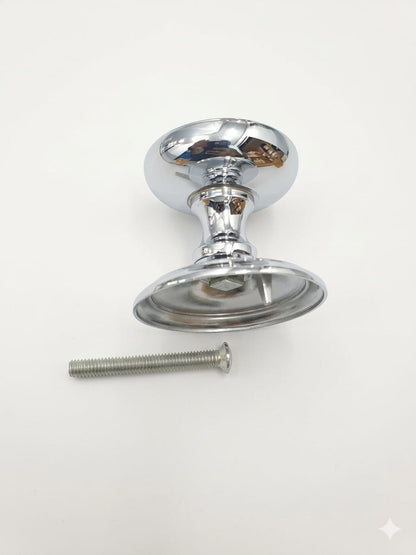 85MM - Solid Brass Heavy Victorian Centre Door Knob - Chrome Polished - Fixed