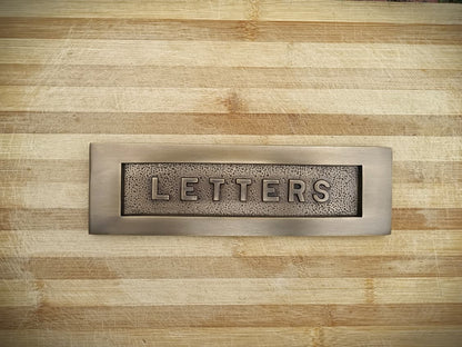 Antique Brass Letter Plate 10 x 3 inches - LETTERS Embossed on Solid Brass supplied with fixing bolts