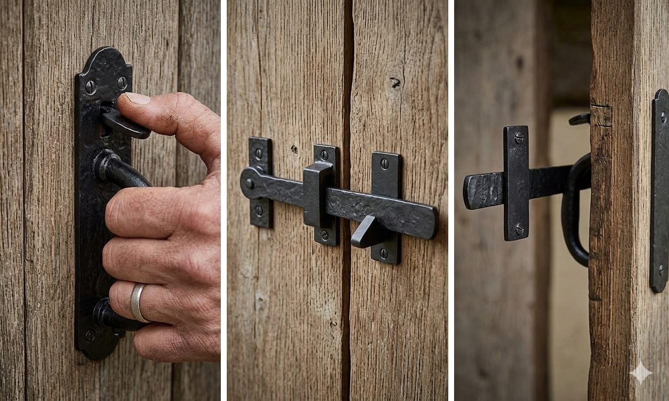 Brass & Metal Black Suffolk Thumb Latch Set – Antique Cottage Door & Gate Latch – Rustic Vintage Farmhouse Hardware for Wooden Doors, Sheds & Garden Gates
