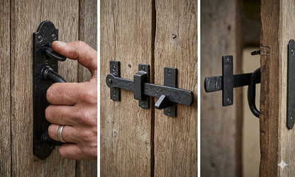 Brass & Metal Black Suffolk Thumb Latch Set – Antique Cottage Door & Gate Latch – Rustic Vintage Farmhouse Hardware for Wooden Doors, Sheds & Garden Gates