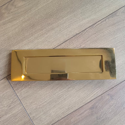 Solid Brass Victorian Letterbox Finished in Polished Satin Brass Letter Plate (10''x4'')
