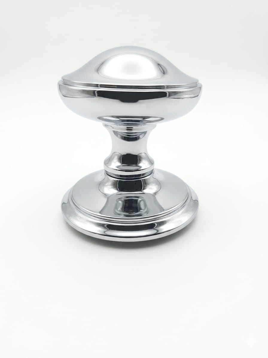 85MM - Solid Brass Heavy Victorian Centre Door Knob - Chrome Polished - Fixed