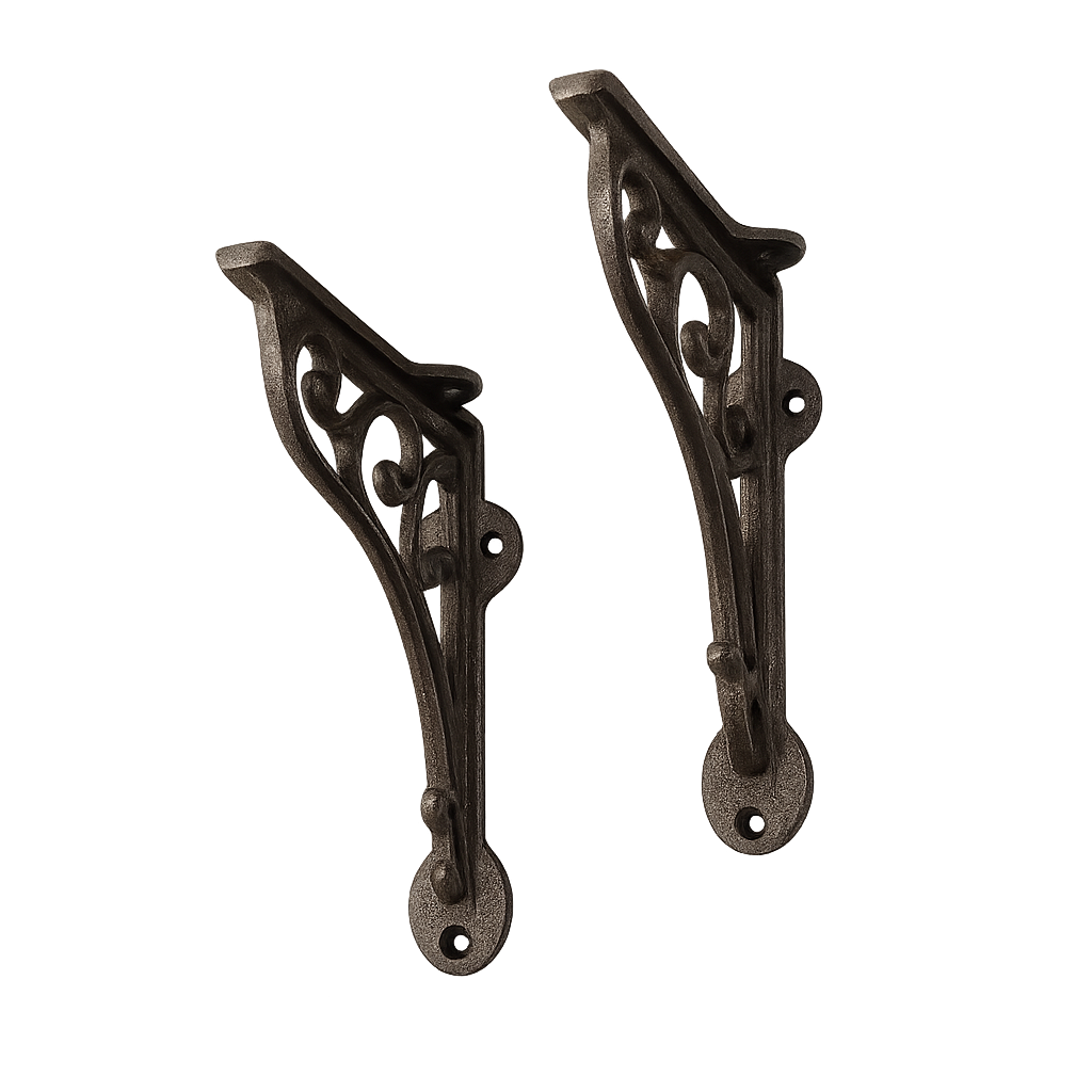 Pair of Victorian Scroll Shelf Brackets 4x4 Inch Antique Black | HOME DECORATION