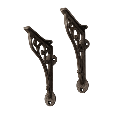 Pair of Victorian Scroll Shelf Brackets 4x4 Inch Antique Black | HOME DECORATION