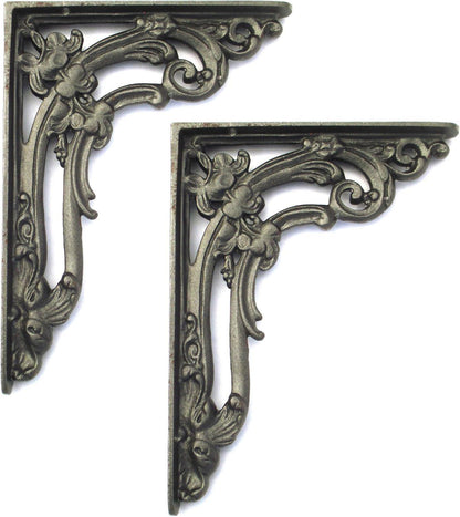 Antique Victorian Iron Shelf Brackets | Solid Iron 150x200mm Rustic Décor