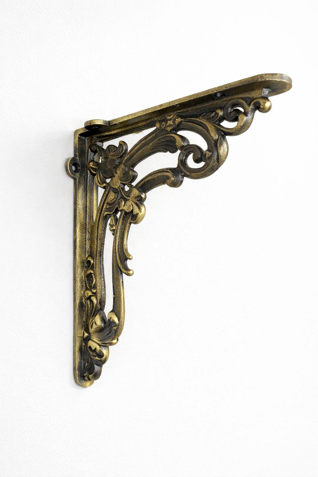 Victorian Shelf Brackets | Antique Solid Iron, 150x200mm, Rustic Home Décor