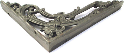 Antique Victorian Iron Shelf Brackets | Solid Iron 150x200mm Rustic Décor