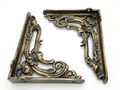 Victorian Shelf Brackets | Antique Solid Iron, 150x200mm, Rustic Home Décor