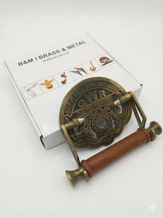 GWR Antique Brass Toilet Roll Holder | Vintage Railway Bathroom Decor