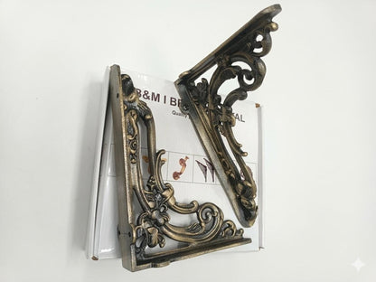 Victorian Shelf Brackets | Antique Solid Iron, 150x200mm, Rustic Home Décor