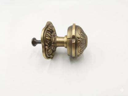 Solid Brass Decorative Centre Door Knob - Antique Brass Finish