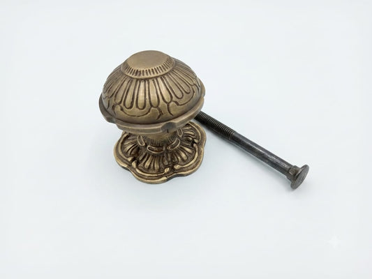 Solid Brass Decorative Centre Door Knob - Antique Brass Finish
