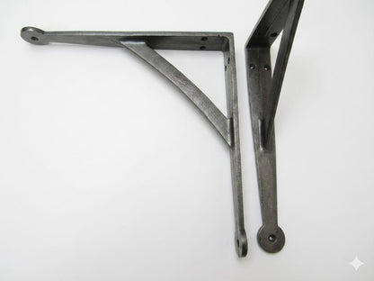 IronmongeryWorld Pair of CAST Iron Penny END Rustic Shelf Bracket Wall Support Books Storage (8'')