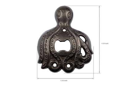 Cast Iron Octopus Bottle Opener Wall Mounted, Supplied with Fixing Screws