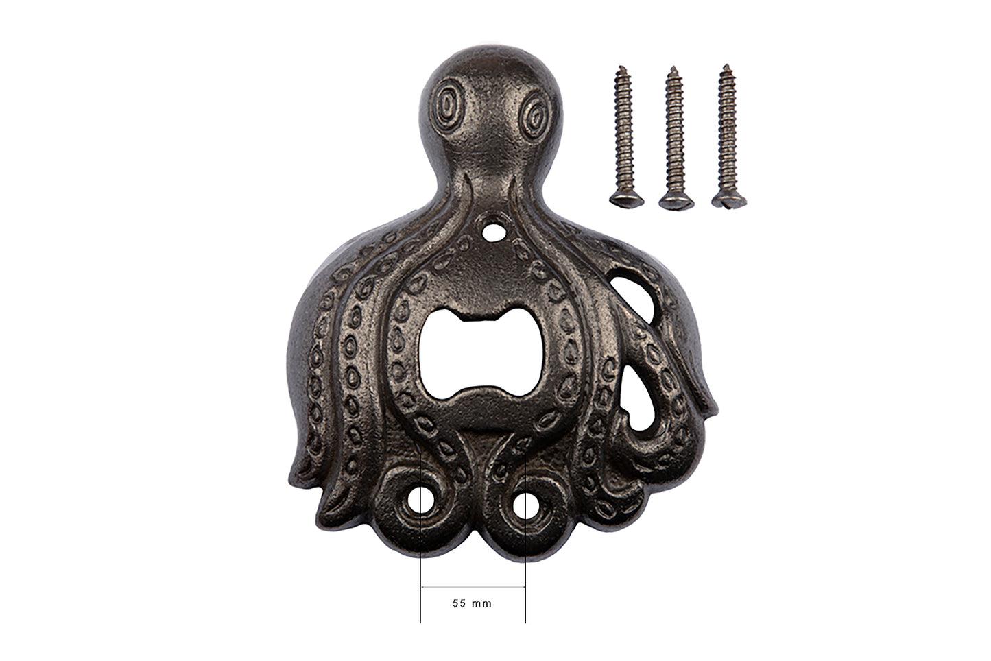 Cast Iron Octopus Bottle Opener Wall Mounted, Supplied with Fixing Screws