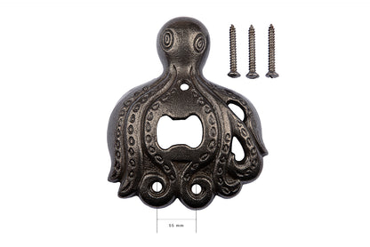 Cast Iron Octopus Bottle Opener Wall Mounted, Supplied with Fixing Screws