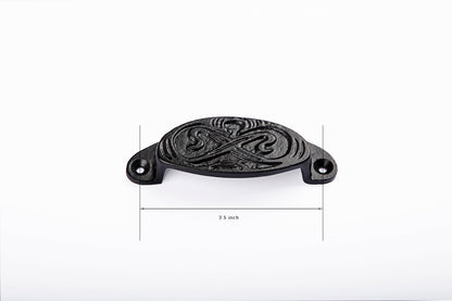 Cast Iron OVAL Drawer Cup Pull Handle Antique Black