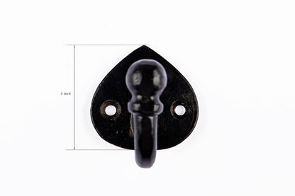 Single Hook Antique Black - Cast Iron - Pack of 3