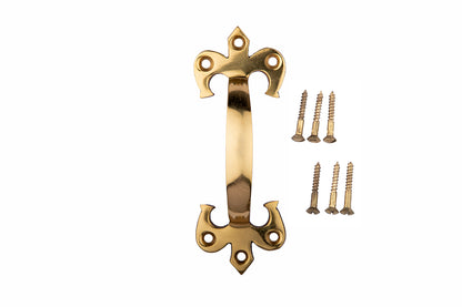 Solid Brass Fluer - De - LYS Pull Handle - Polished Brass