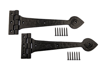 18'' Spear End Door Tee Hinges in Black Cast Iron (Pair)