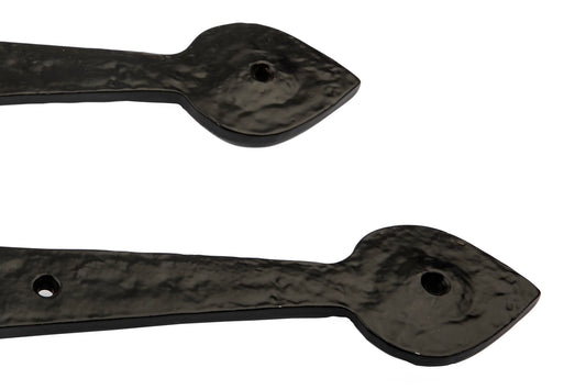 18'' Spear End Door Tee Hinges in Black Cast Iron (Pair)