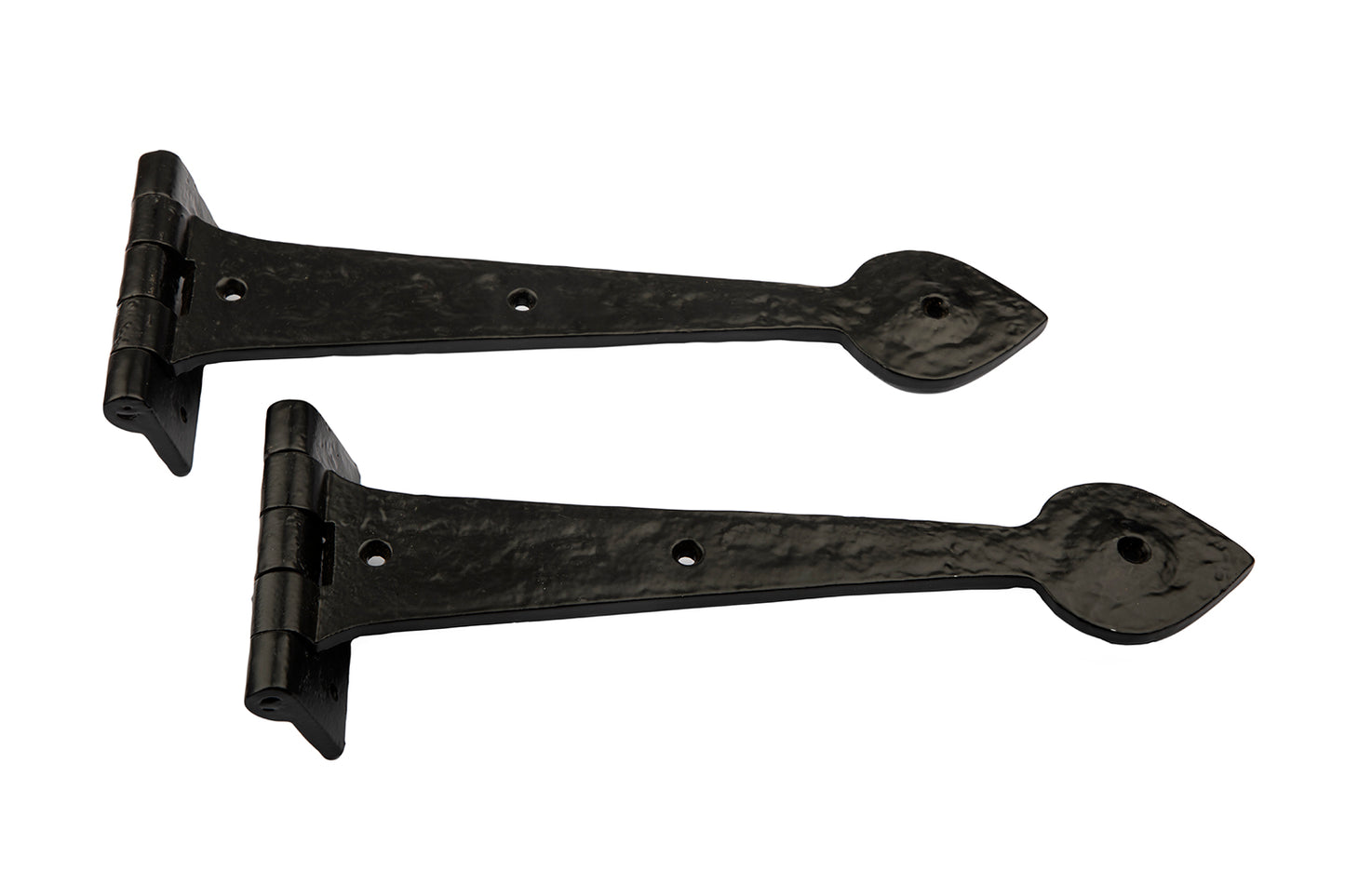 18'' Spear End Door Tee Hinges in Black Cast Iron (Pair)