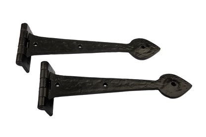 18'' Spear End Door Tee Hinges in Black Cast Iron (Pair)