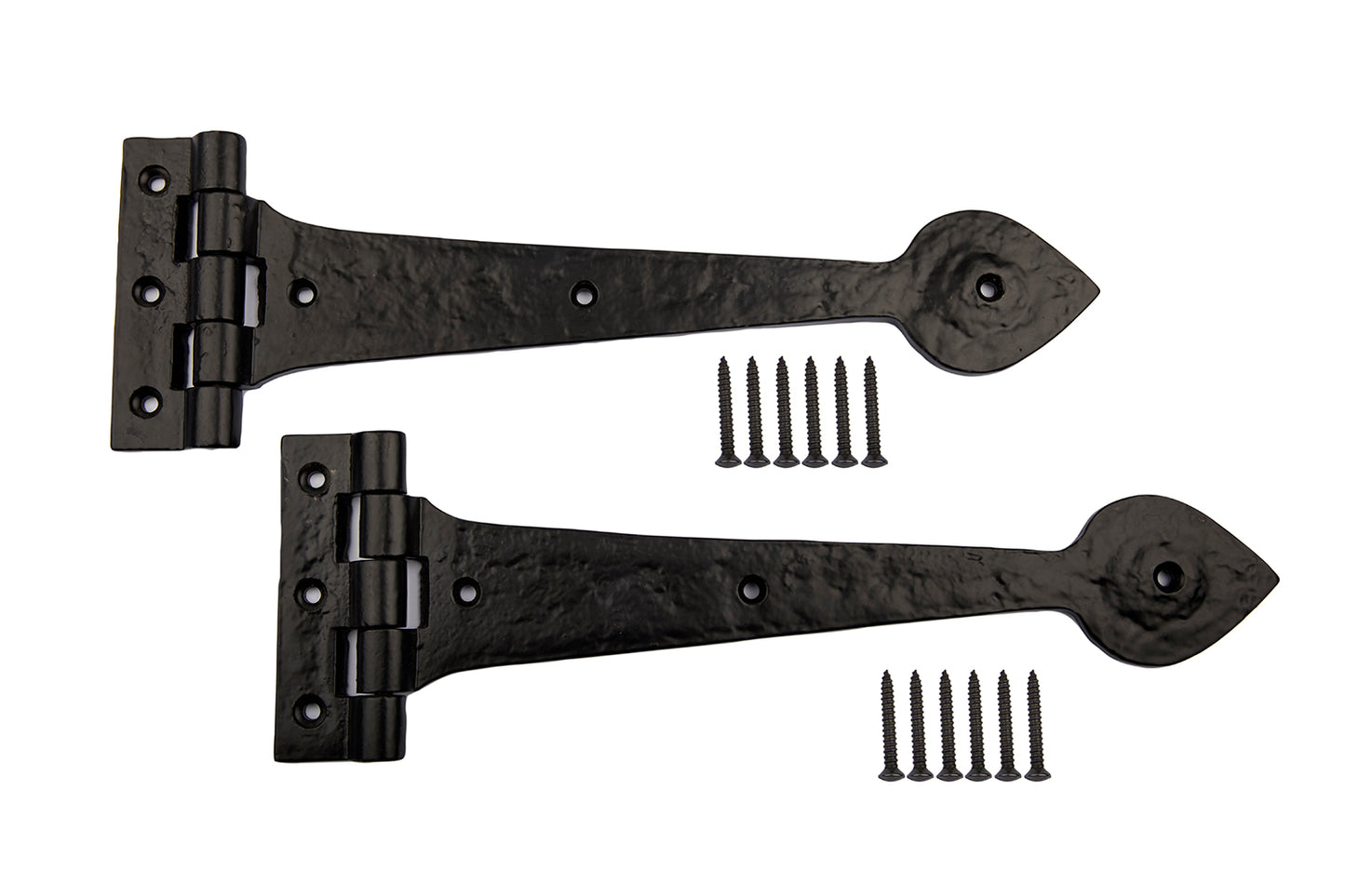 B&M - 12'' Spear End Door Tee Hinges in Black Cast Iron (Pair)