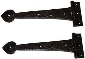 B&M - 12'' Spear End Door Tee Hinges in Black Cast Iron (Pair)