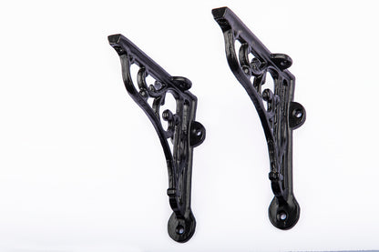 Pair of Victorian Scroll Shelf Brackets 5 Inch Antique Black