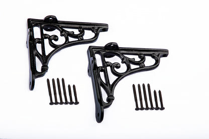 Pair of Victorian Scroll Shelf Brackets 5 Inch Antique Black