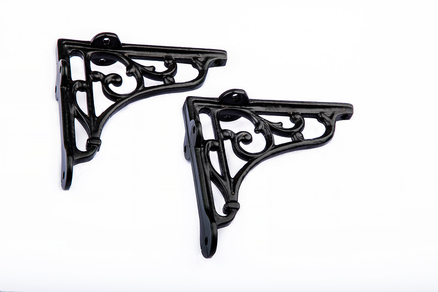 Pair of Victorian Scroll Shelf Brackets 5 Inch Antique Black