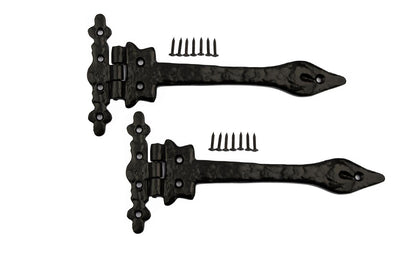 B&M - Malleable Antique Black Cast Iron Leaf Hinge - 6'' (152mm) 1 Pair
