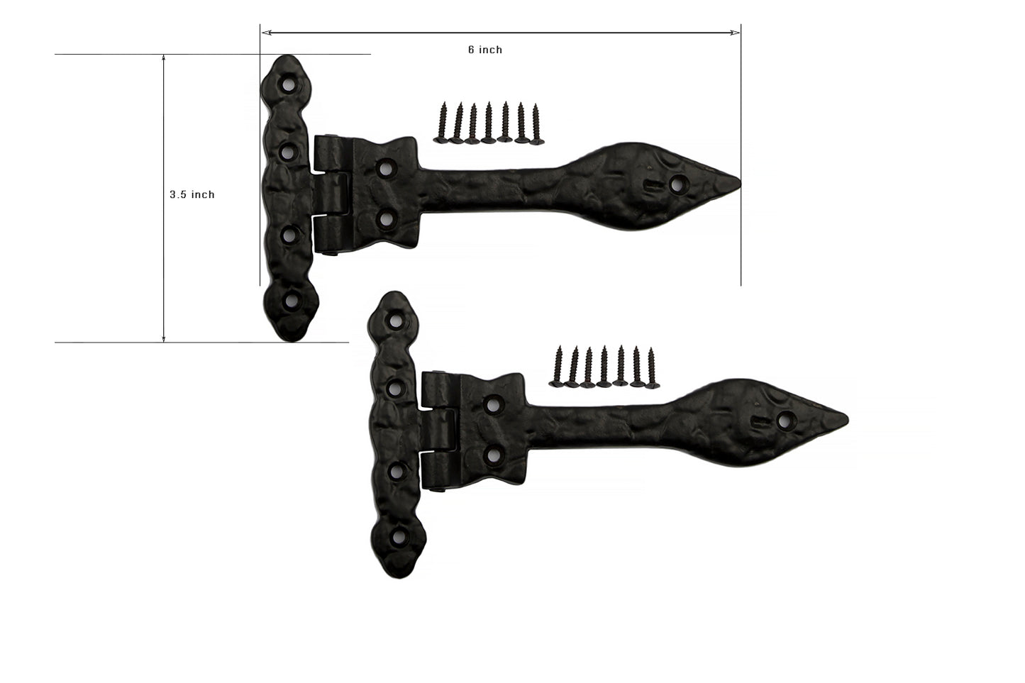 B&M - Malleable Antique Black Cast Iron Leaf Hinge - 6'' (152mm) 1 Pair
