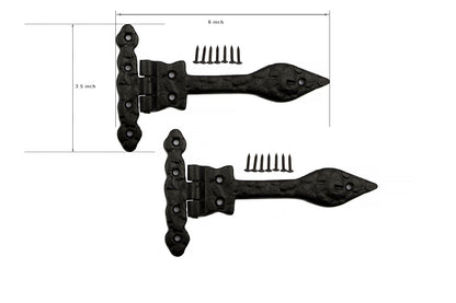 B&M - Malleable Antique Black Cast Iron Leaf Hinge - 6'' (152mm) 1 Pair