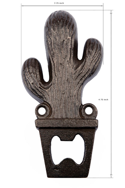 Cast Iron Cactus Bottle Opener, Supplied with Fixing Screws