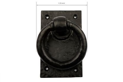 RING Door Knocker Antique Black - Cast Iron Door Knocker - Backplate 3''x5''