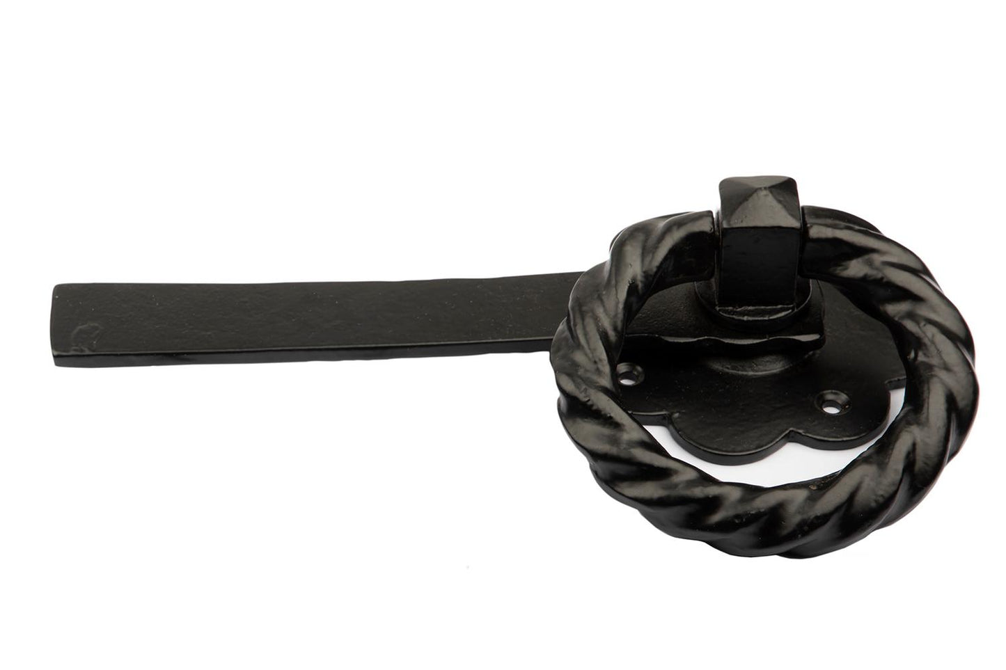 Antique Black Twisted Ring Latch 10'' - High Quality Cast Iron Supplied with Screws