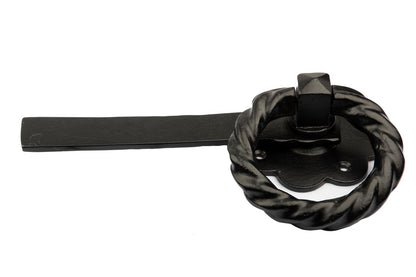 Antique Black Twisted Ring Latch 10'' - High Quality Cast Iron Supplied with Screws