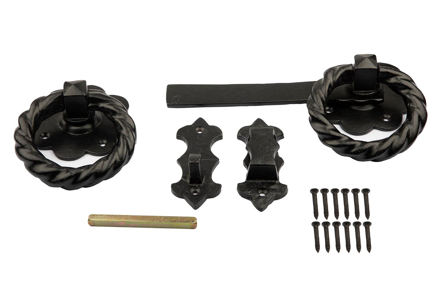 Antique Black Twisted Ring Latch 10'' - High Quality Cast Iron Supplied with Screws
