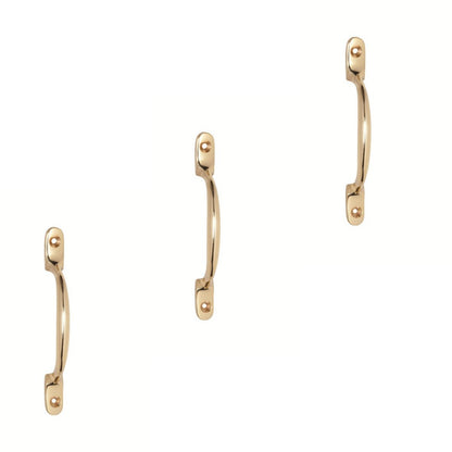 SASH PULL HANDLE POLISHED BRASS - 4 inch (Pack of 3)