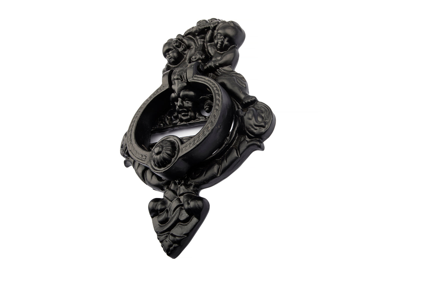 Antique Black Angel Cherubs Door Knocker  - Large (7'' width x 10'' height )