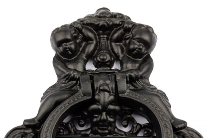 Antique Black Angel Cherubs Door Knocker  - Large (7'' width x 10'' height )